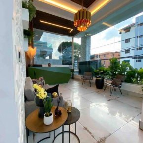 Modern apartment with rooftop pool and nice city views